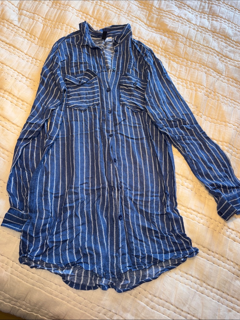 Blue Striped Women’s Button-Up Shirt